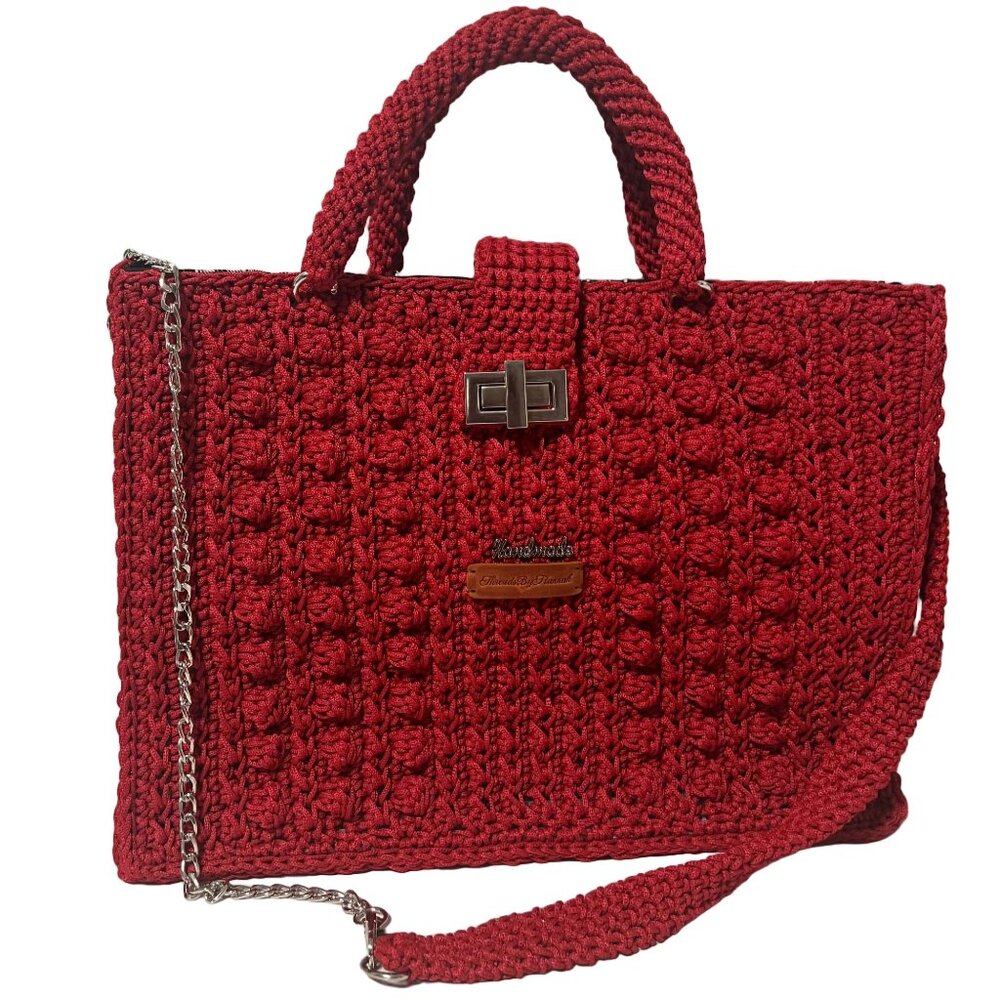 Handmade Red Satchel Handbag